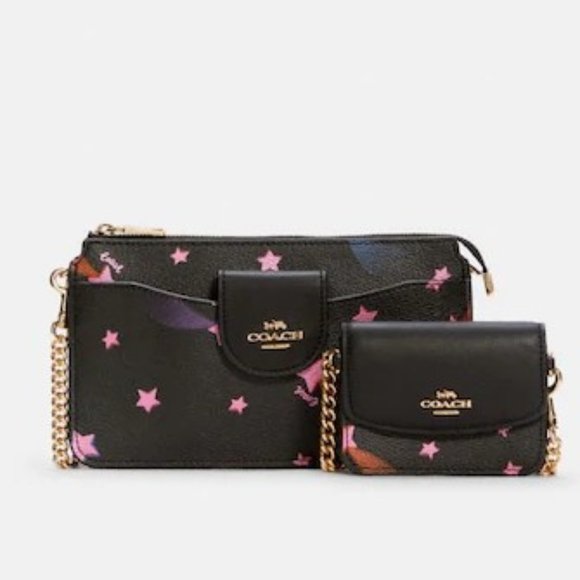Coach | Bags | Coach Double Purse Poppy Crossbody With Disco